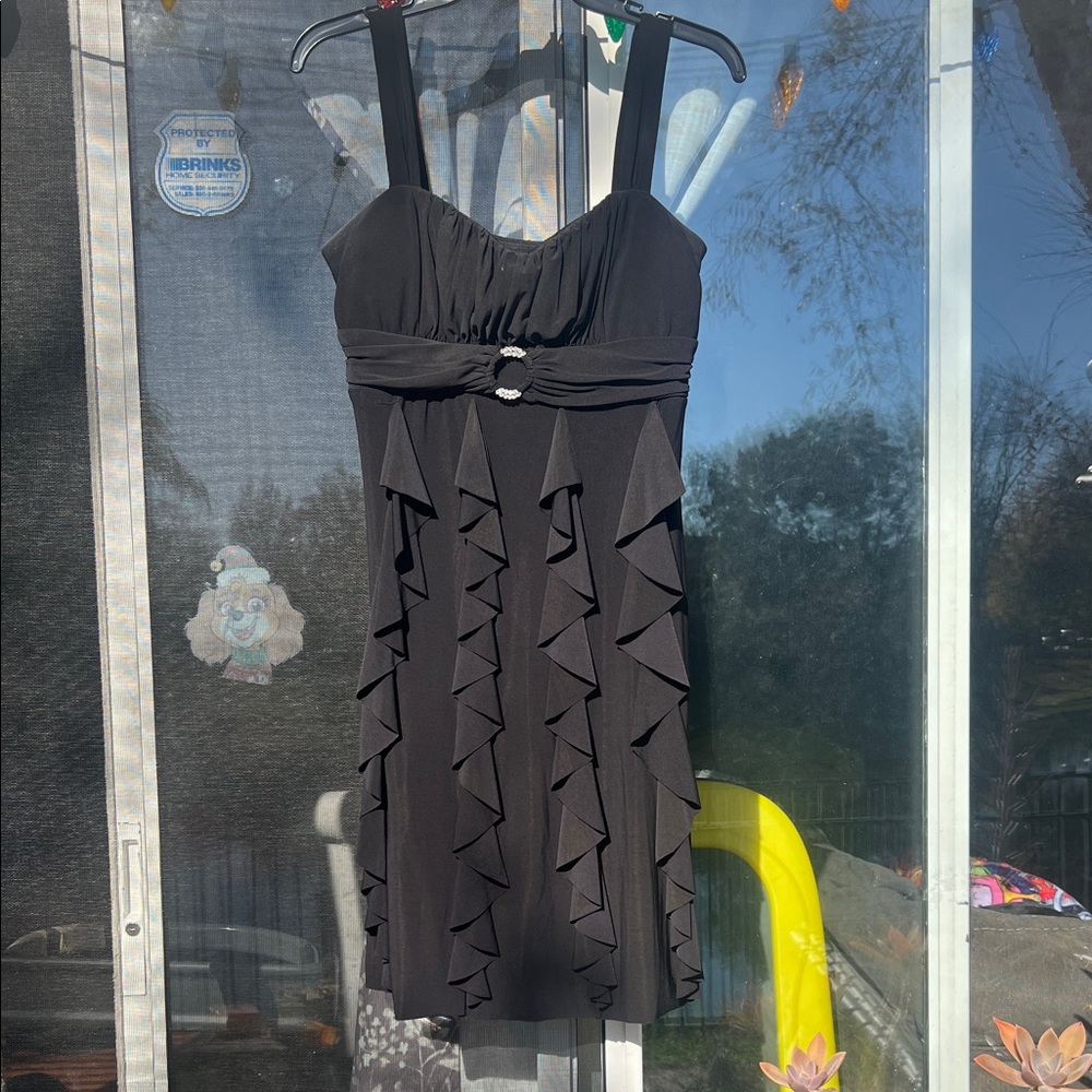 Scarlett Nite Black Ruffle Mini Dress